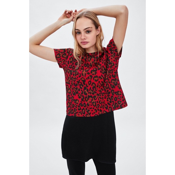 red and black leopard top